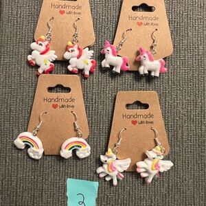 4 pairs of handmade earrings hypoallergenic metals small business made nwt